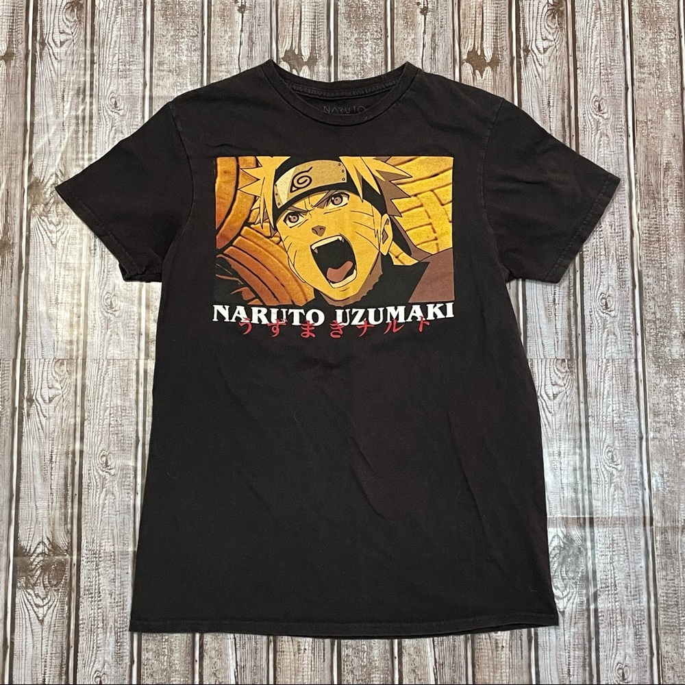 Naruto Uzumaki Yelling Shippuden Collection Manga Anime Black T-Shirt Mens Sz S